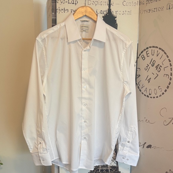 Lucky Brand Other - Lucky Brand Men’s Classic White Dress Shirt Size Large Slim Fit With Stretch